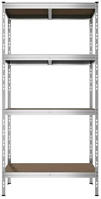 Kovový regál / 4 patra / nosnost 150 kg/police / výška 180 cm / kov / stříbrná