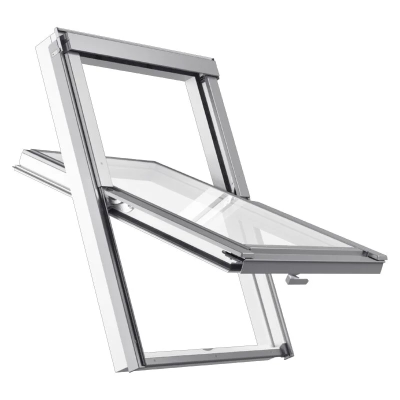 Střešní okno SKYLIGHT / 66,0 x 118,0 cm / na sklon střechy 15 ° - 90 ° / hliník / PVC / ocel / bílá / šedá