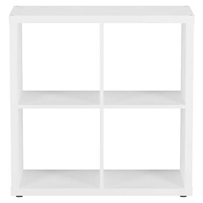 Čtvercový regál se 4 přihrádkami / 39,2 x 76,5 x 76,2 cm / bílá