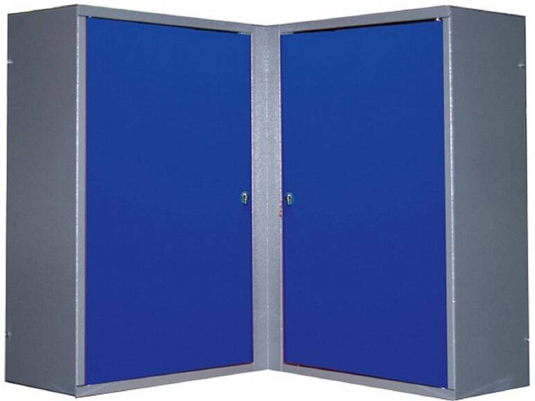 Rohová nástěnná skříňka Küpper 70377 / 60 x 60 x 60 cm / modrá/stříbrná / POŠKOZENÝ OBAL