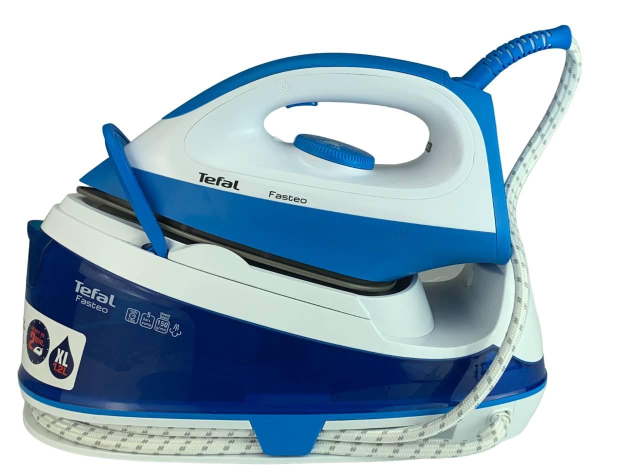 Parní generátor Tefal Fasteo SV6038EO / 2 200 W / 150 g/min. / 1,2 l / modrá / bílá / ZÁNOVNÍ