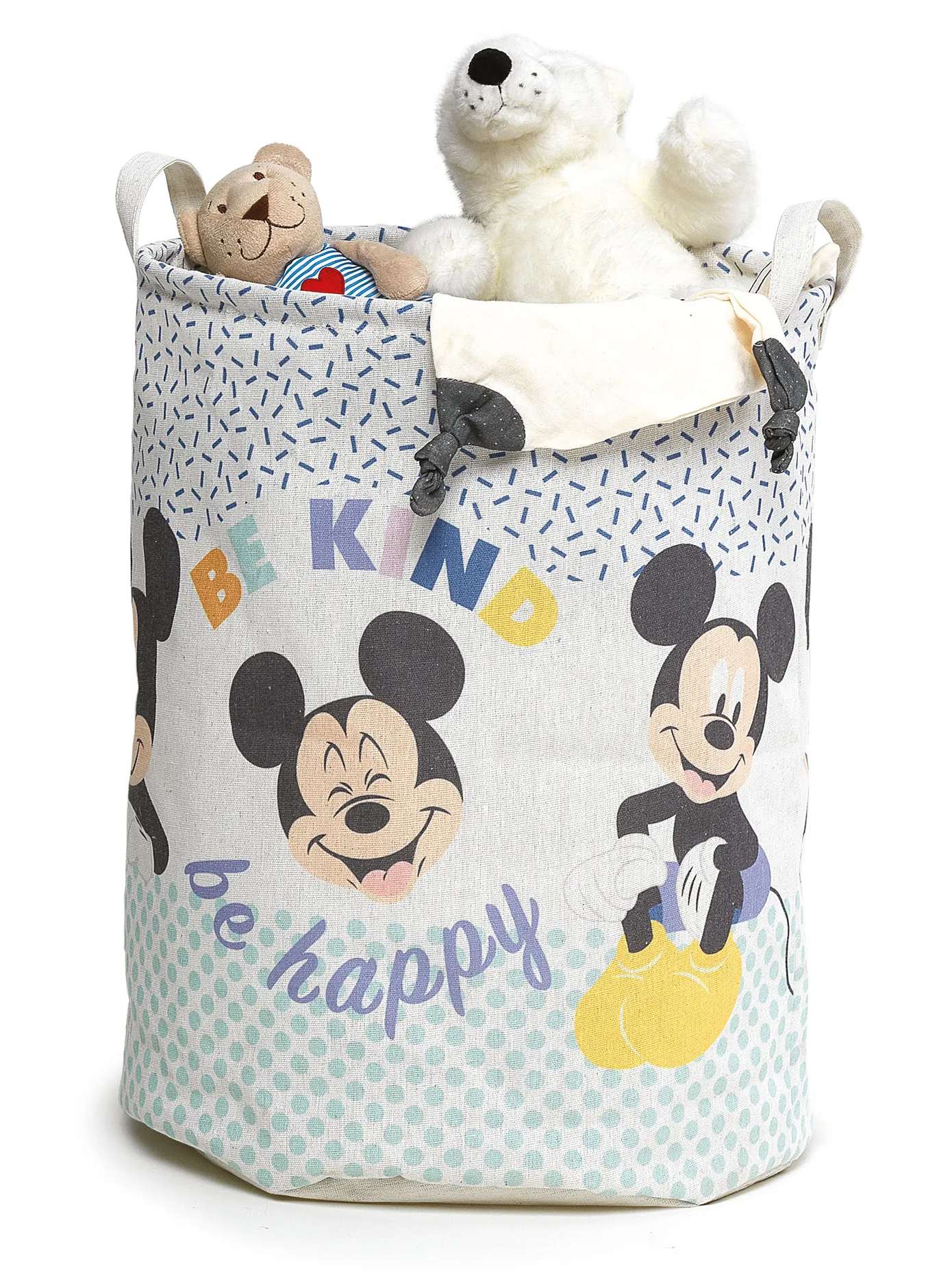 Dětský textilní úložný koš Living kulatý / výška 45 cm / bílá / Disney Mickey