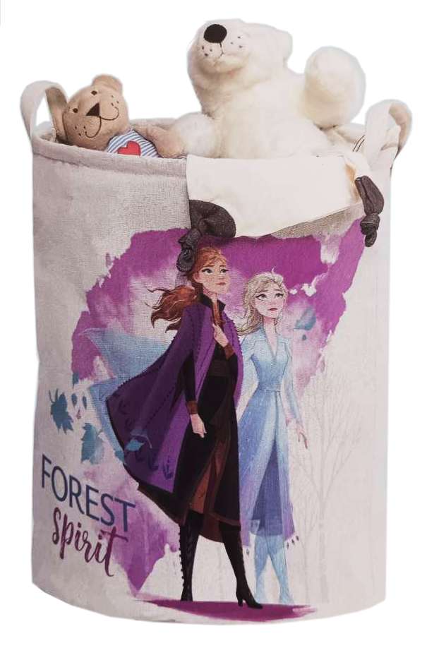 Dětský textilní úložný koš Living kulatý / výška 45 cm / bílá / Disney Frozen