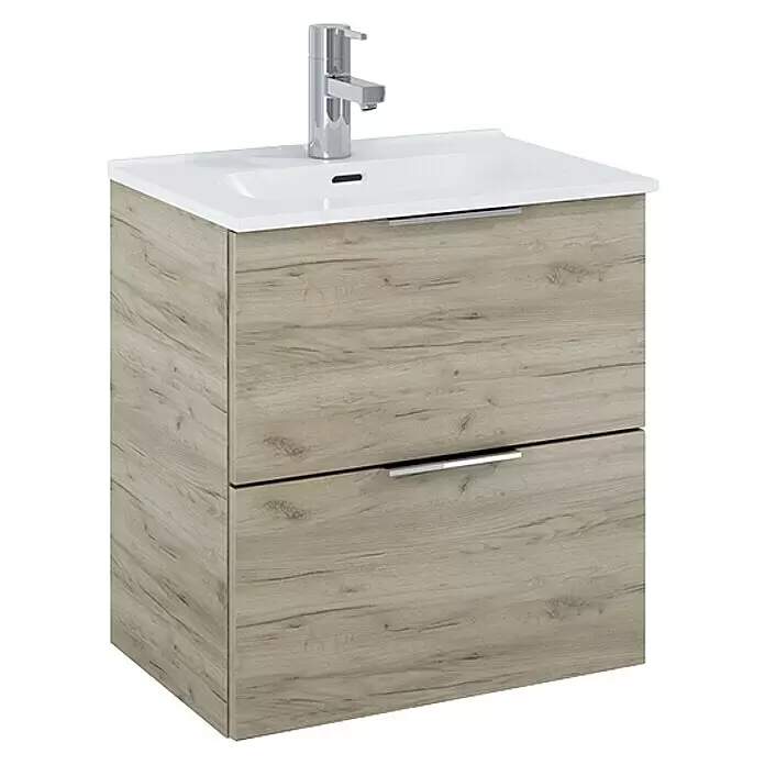 Koupelnová skřínka s umyvadlem Street Plus / 50,4 x 53 x 34,4 cm / stříbrný dub