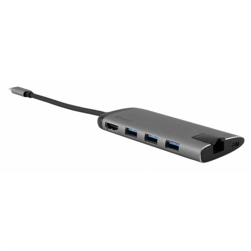 USB Hub Verbatim USB-C/3xUSB 3.0 / RJ45 49142 / HDMI / SD / MicroSD / černá / POŠKOZENÝ OBAL