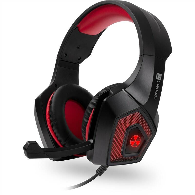 Headset Connect IT Battle RNBW Edition 2 CHP-5500-RD / herní sluchátka / 20 Hz až 20 kHz / 114 dB / 20 ohm / černá/červená / POŠKOZENÝ OBAL