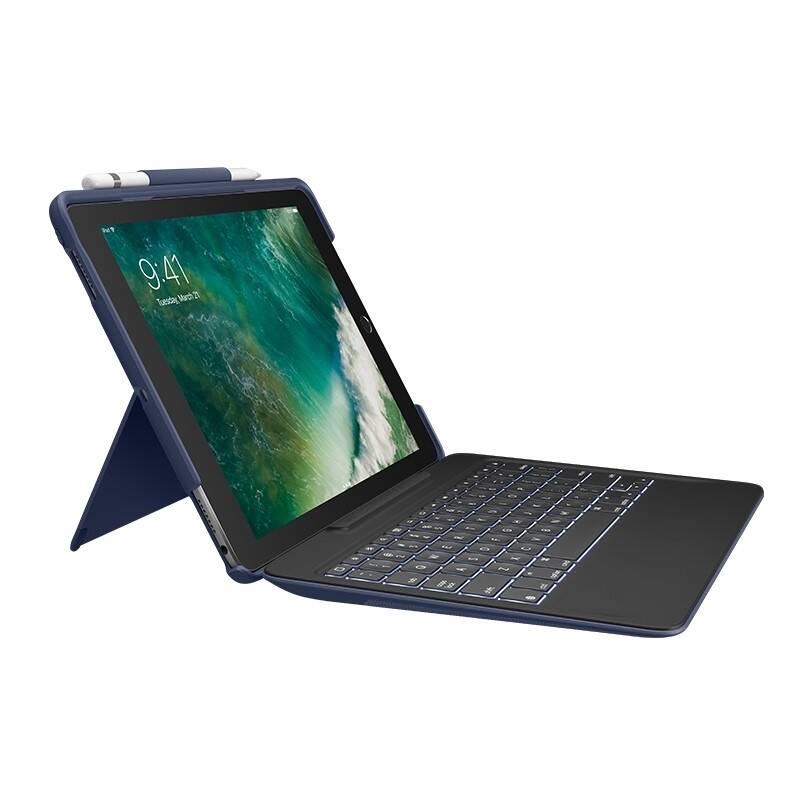 Pouzdro na tablet s klávesnicí Logitech Slim Combo na Apple iPad Pro 10,5" UK 920-008416 / modrá / ROZBALENO