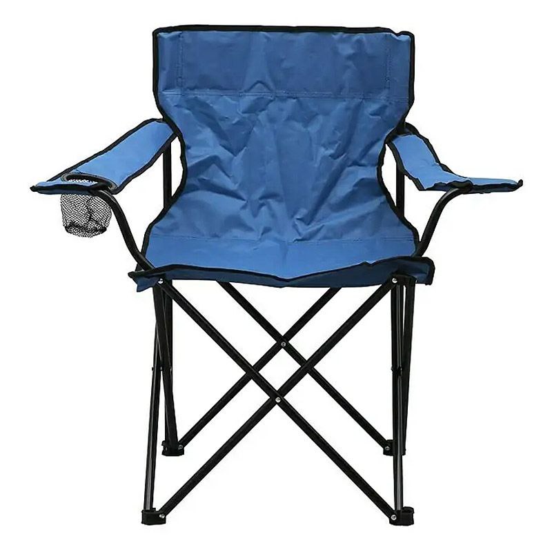 Campingová židle s držákem na nápoje / nosnost 100 kg / modrá