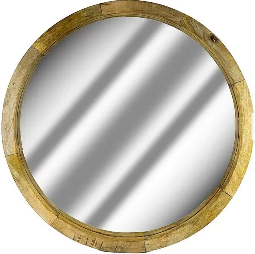 Kulaté zrcadlo z mangového dřeva / průměr 71 cm / přírodní