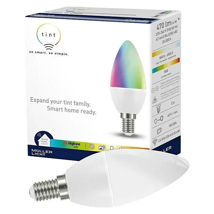SMART LED žárovka E14 Müller-Licht Tint / 6 W / 470 lm / multicolor