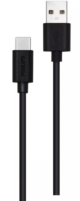 Kabel Philips DLC3104A/03 / USB-A/USB-C / 1,2 m / černá / POŠKOZENÝ OBAL