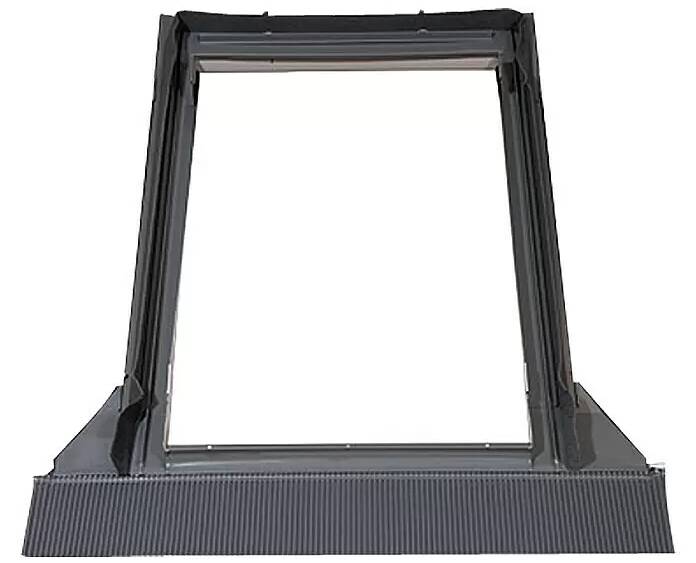 Univerzální lemovací rám / určeno pro střešní okna / 114 x 118 cm / hliník / 15° - 90° / šedá / ROZBALENO