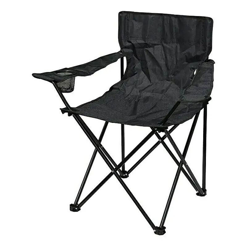 Campingová židle s držákem na nápoje / nosnost 100 kg / polyester / černá