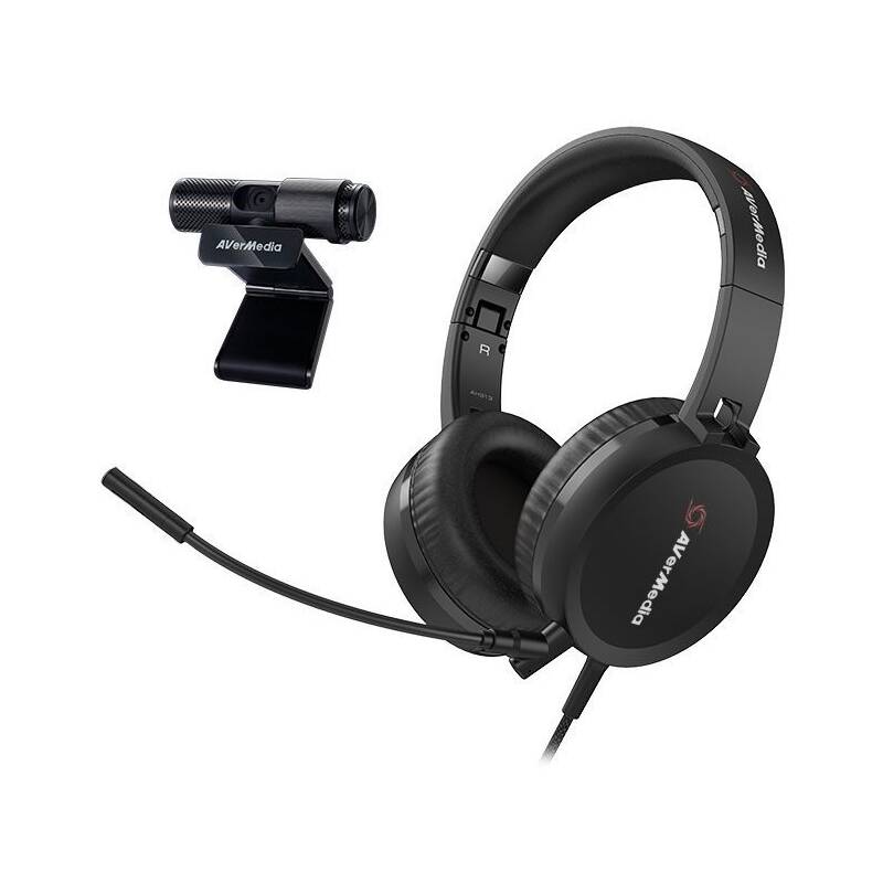 Webkamera AVerMedia BO317 + headset 61BO317000AP / Full HD / 1,5m kabel / 20 Hz až 20 kHz / 114 dB / impedance 32 ohm / černá / ROZBALENO