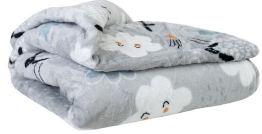 Deka z mikroplyše / 150 x 200 cm / 100% polyester / 300 g/m2 / motiv ovečka / šedá