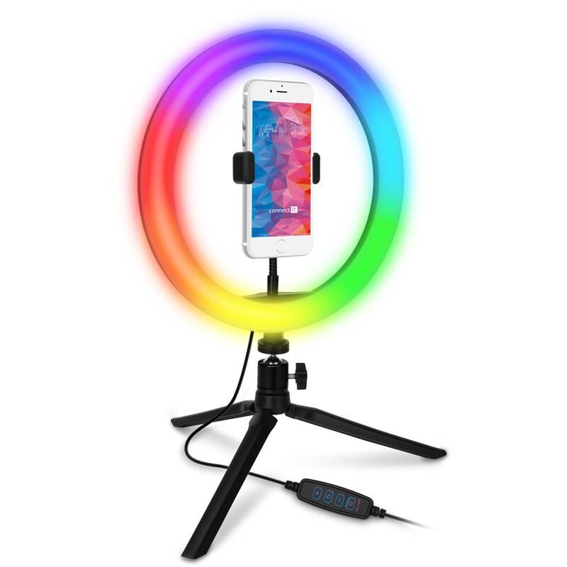 Světlo Connect IT Selfie10RGB kruhové 10" RGB LED / 12 W / 1200 lm / 3 úrovně teploty barev / ZÁNOVNÍ