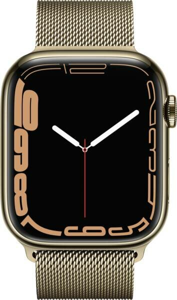 Chytré hodinky Apple Watch Series 7 / 45 mm / 32 GB / GPS + Cellular / milánský tah / Gold / ZÁNOVNÍ