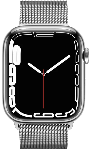 Chytré hodinky Apple Watch Series 7 / 45 mm / 32 GB / GPS + Cellular / milánský tah / Silver / ZÁNOVNÍ