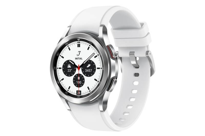 Chytré hodinky Samsung Galaxy Watch4 Classic / 42mm / SM-R880NZSAEUE / Wi-Fi / GPS / stříbrná / bílá / ZÁNOVNÍ