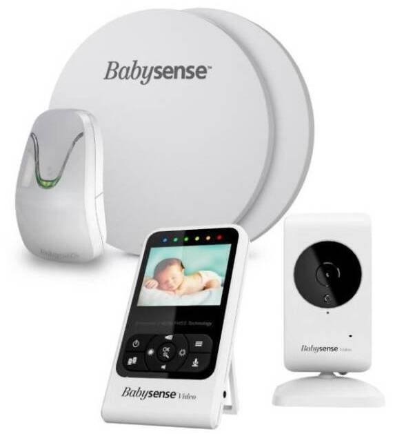 Sada Babysense Bundle monitor dechu + dětská chůvička / LCD displej / dosah 300 m / 4x 1,5 V baterie AA / zvukový a vizuální alarm / 2 senzorové…