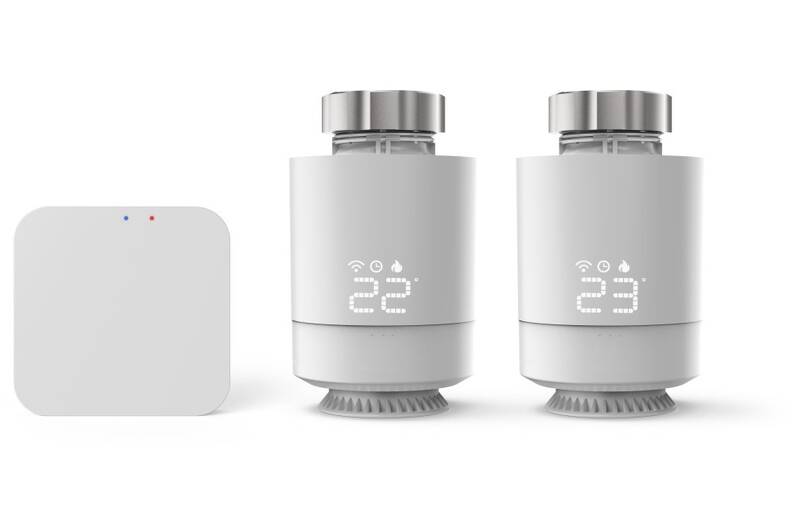 Bezdrátová termohlavice Hama SMART set pro regulaci vytápění / LED displej / Wi-Fi / ZigBee / +5 až +30 °C / centrála + 2x hlavice (176593) / bílá