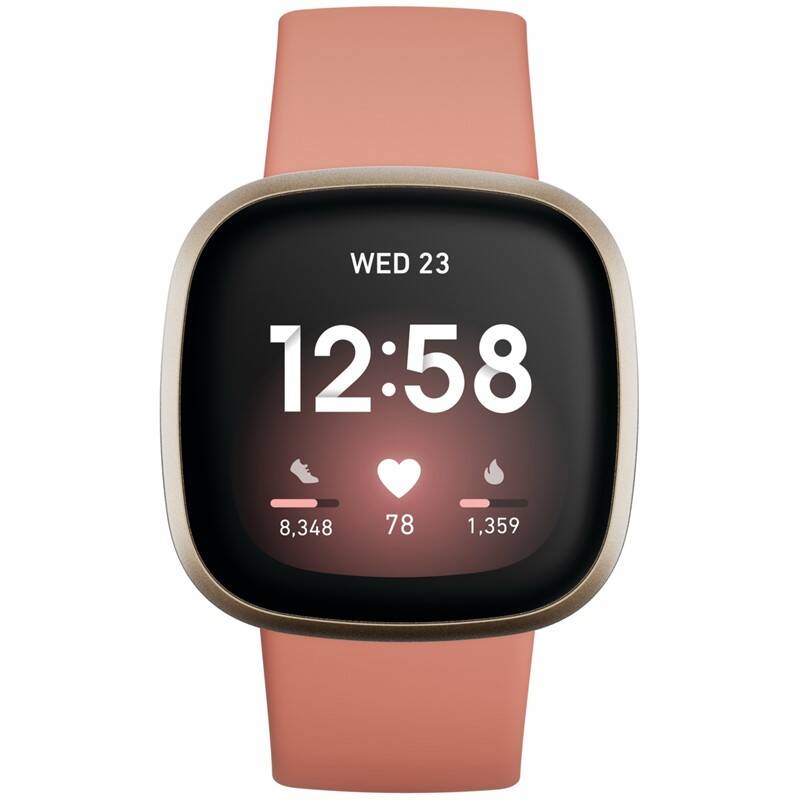 Chytré hodinky Fitbit Versa 3 FB511GLPK / 41 mm / GPS / Pink Clay/Soft Gold Aluminum / ZÁNOVNÍ
