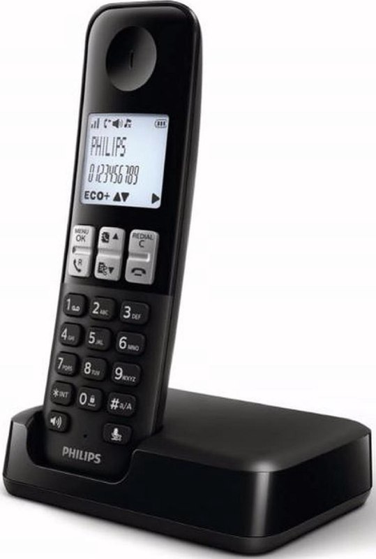 Bezdrátový telefon Philips D2501B/01 / 500 mAh / černá / ROZBALENO