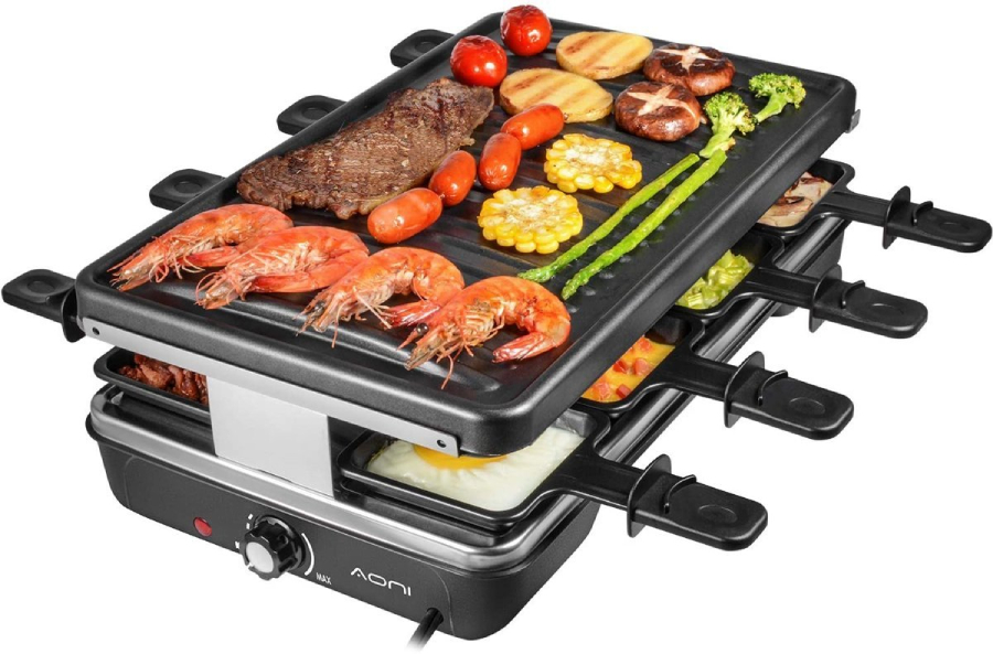 Elektrický stolní raclette gril Aoni BC-08JB1200 / 1200 W / černá / ROZBALENO