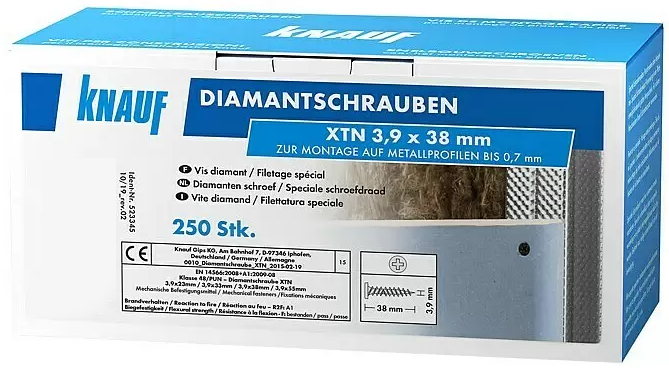 Sada šroubů do sádrokartonu Knauf Diamant XTN / 3,9 x 23 mm / 200 ks / černá / kov