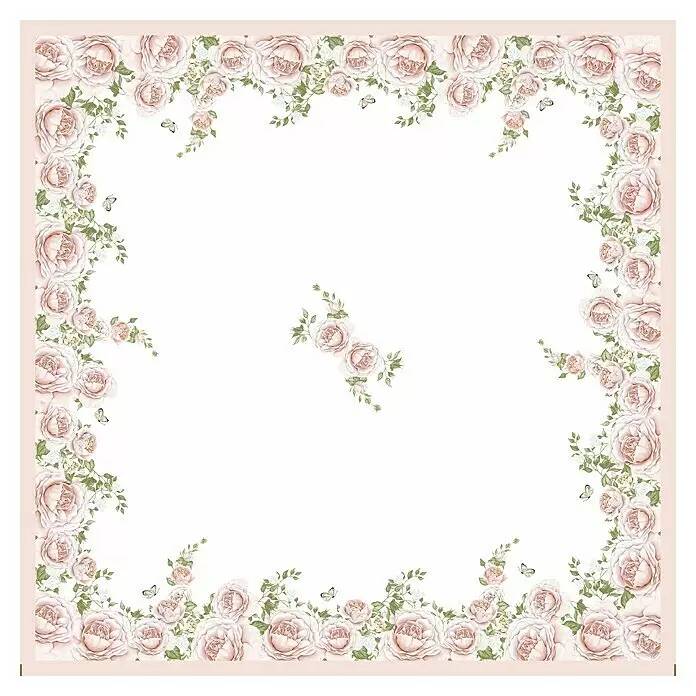 Papírový dekorativní ubrus Duni Dunicel® / 84 x 84 cm / motiv Rose Glory / bílá/růžová