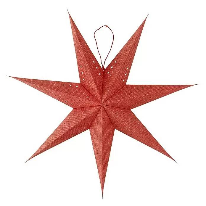 Závěsná vánoční LED hvězda / 10 LED / 4,5 W / Ø 75 cm / papír / teplá bílá / vnitřní použití / červená