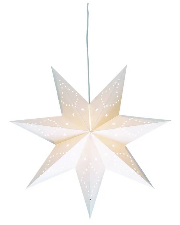Závěsná papírová světelná dekorace s vánočním motivem Markslöjd Saturnus / (Ø x V) 75 x 75 cm / 7 W / E14 / bílá