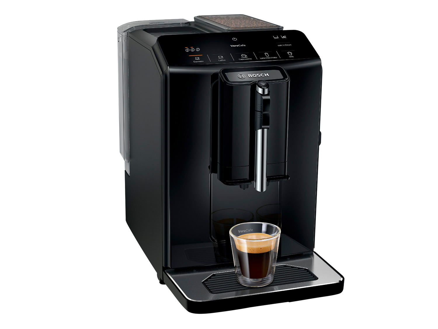 Automatický kávovar Bosch TIE20109 VeroCafe / napěňovač mléka / 1300 W / 15 bar / 1,4 l / černá / ZÁNOVNÍ