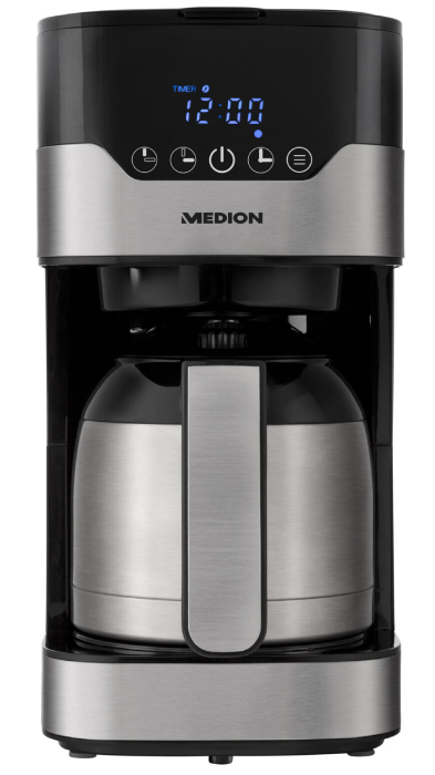 Kávovar na překapávanou kávu / překapávač Medion MD 18458 / 900 W / 1,1 l / stříbrná/černá / ROZBALENO
