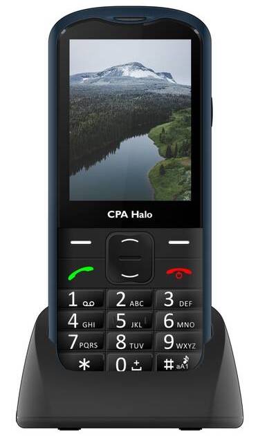 Mobilní telefon CPA Halo 18 Senior s nabíjecím stojánkem (TELMY1018BL) / 900 mAh / 320 x 240 px / 2,8" (7,1 cm) / 0,3 Mpx / modrá