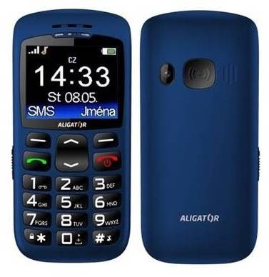 Mobilní telefon Aligator A670 Senior (A670BE) / 2,2" (5,6 cm) / 900 mAh / TFT LCD displej / 0,3 Mpx / 220 × 176 px / modrá