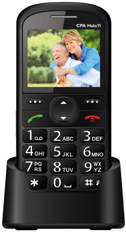 Mobilní telefon CPA Halo 11 Senior TELMY1011BK s nabíjecím stojánkem / 2,4" (6,1 cm) / 220 x 176 px / 900 MHz / černá