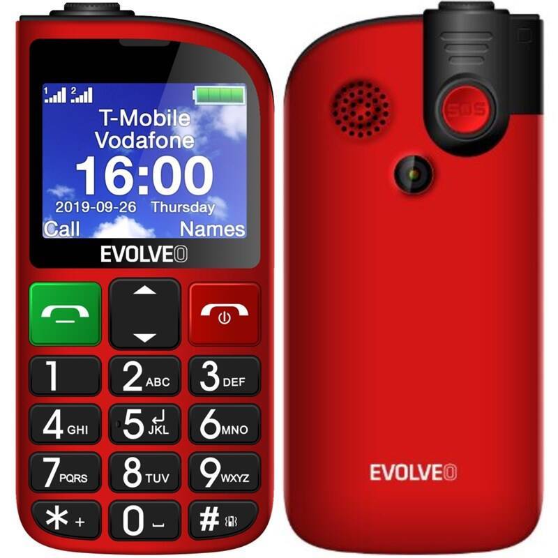 Mobilní telefon Evolveo EasyPhone FM (EP-800-FMR) / 1000 mAh / DUAL SIM / Bluetooth / 320 × 240 px / 2,3" (5,8 cm) / červená / ROZBALENO