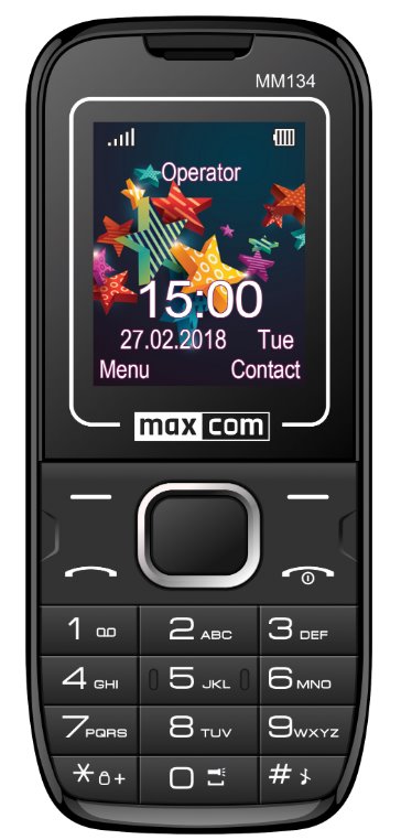 Mobilní telefon Maxcom Classic MM134 / pro seniory / 1,77" displej / černá / ROZBALENO