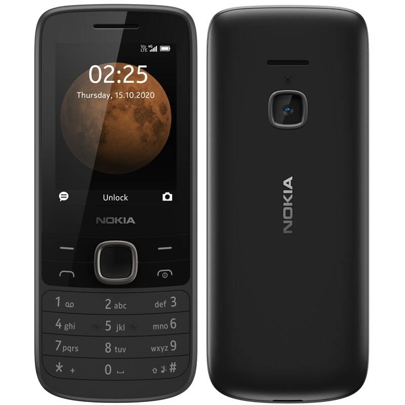 Mobilní telefon Nokia 225 4G (16QENB01A08) / 2,4" (6,1 cm) / DUAL SIM / Bluetooth / 320 × 240 px / 128 MB / černá / ROZBALENO