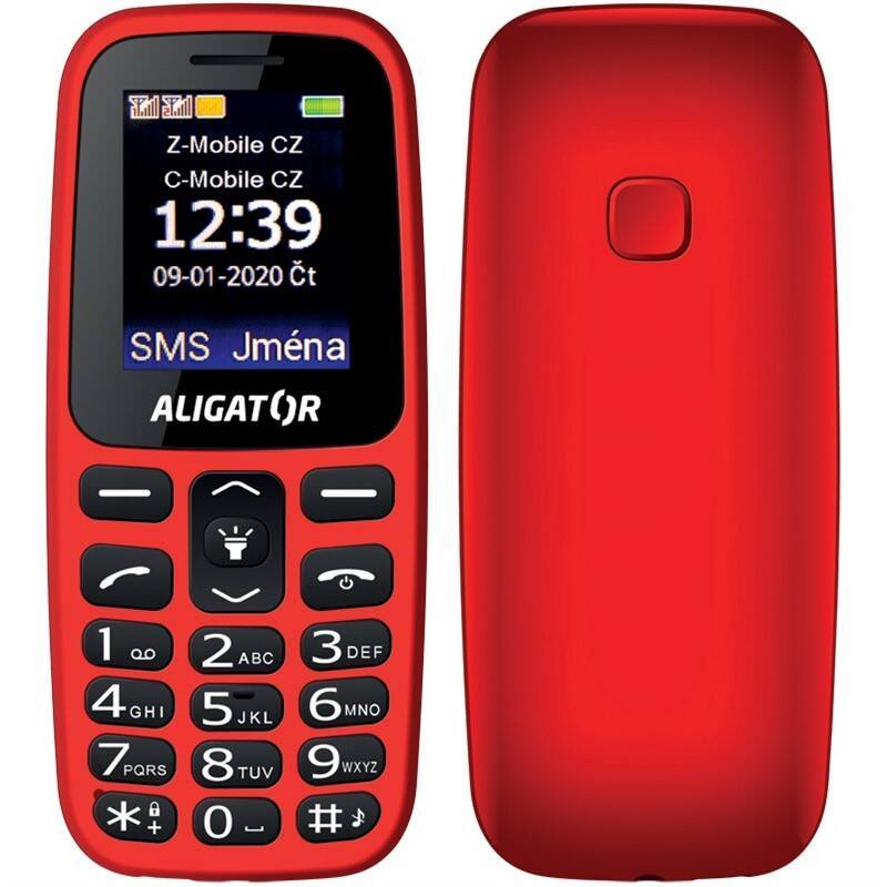Mobilní telefon Aligator A220 Senior Dual SIM (A220RD) / 600 mAh / 160 x 128 px / TFT displej / 1,8" (4,6 cm) / DUAL SIM / červená / ROZBALENO