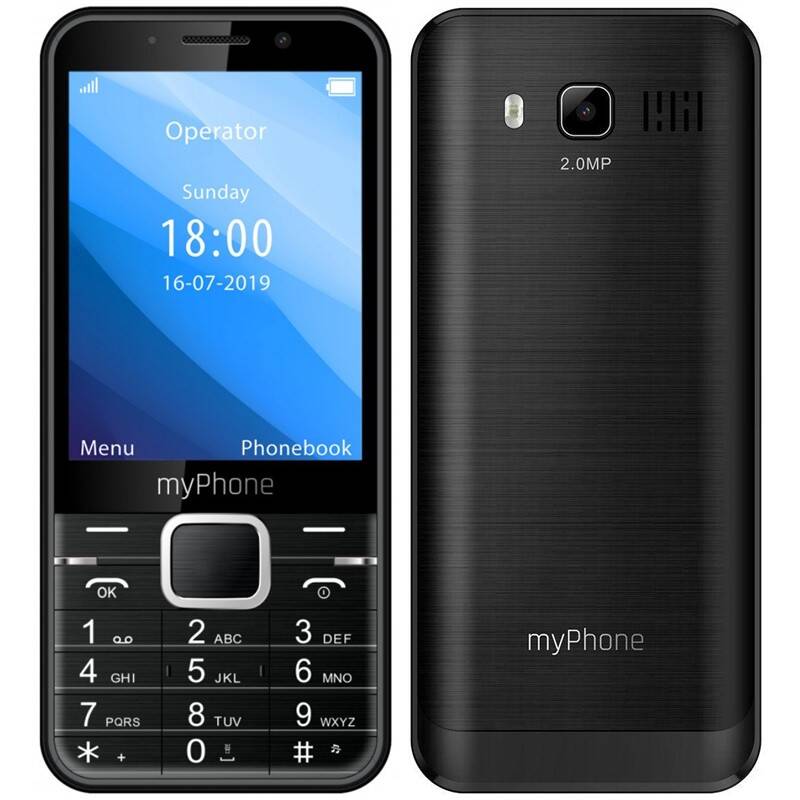 Mobilní telefon myPhone Up TELMYUPBK / 3,2" (8,1 cm) / 16GB/32GB / Bluetooth / černá / ROZBALENO