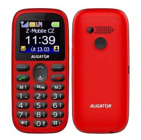 Mobilní telefon Aligator A510 Senior + nabíjecí stojánek / 1,8" / Li-Ion / Bluetooth / červená / ROZBALENO