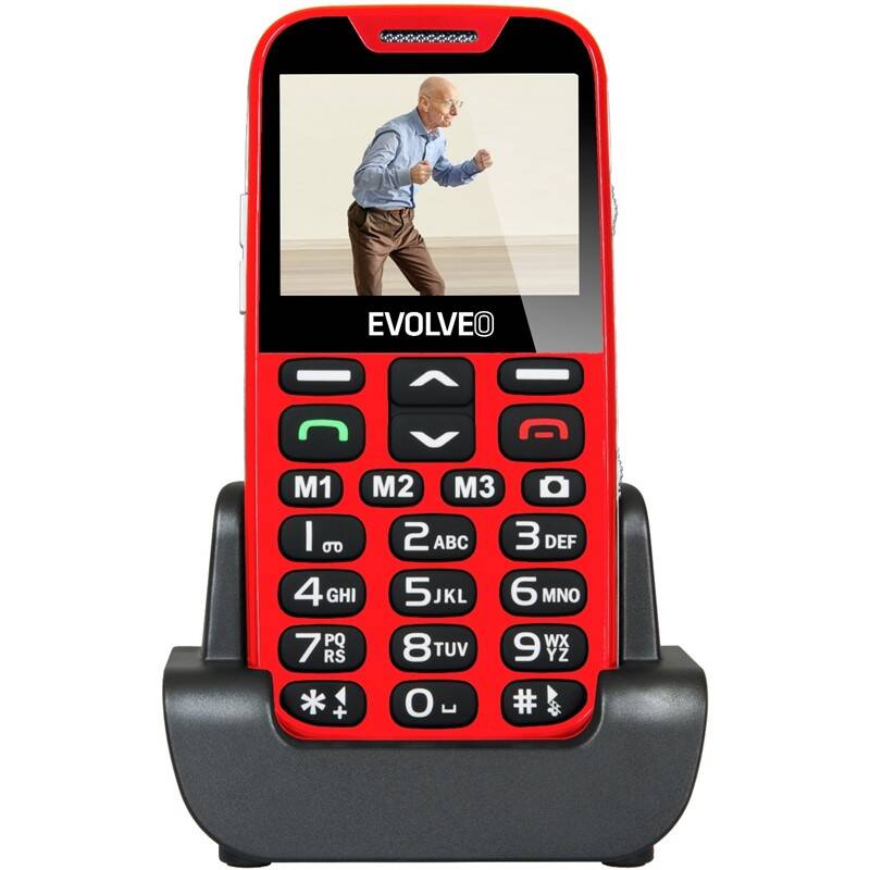 Mobilní telefon Evolveo EasyPhone XD pro seniory EP-600-XDR + USB stojánek / 2,3" (5,8 cm) / TFT displej / 320 × 240 px / 1000 mAh / červená / ZÁNOVNÍ