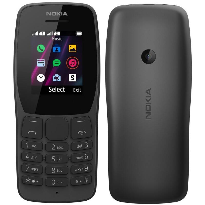 Mobilní telefon Nokia 110 Dual SIM 16NKLB01A02 / 1,77" (4,5 cm) / 120 × 160 px / Bluetooth / černá / ZÁNOVNÍ