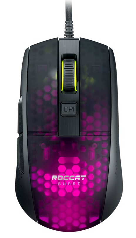 Herní myš Roccat Burst Pro (ROC-11-745) / 16000 DPI / LED světelné efekty / 6 tlačítek / černá / ZÁNOVNÍ