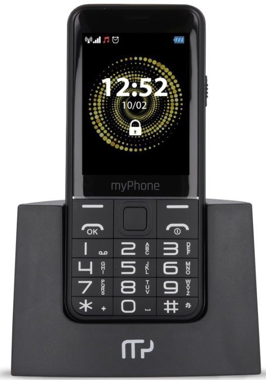 Mobilní telefon myPhone Halo Q Senior TELMYSHALOQBK + nabíjecí stojánek / 64MB/64MB / Bluetooth / černá / ROZBALENO