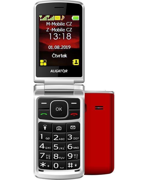 Mobilní telefon Aligator V710 Senior Dual SIM V710RDSL + nabíjecí stojánek / Bluetooth / červená / ROZBALENO