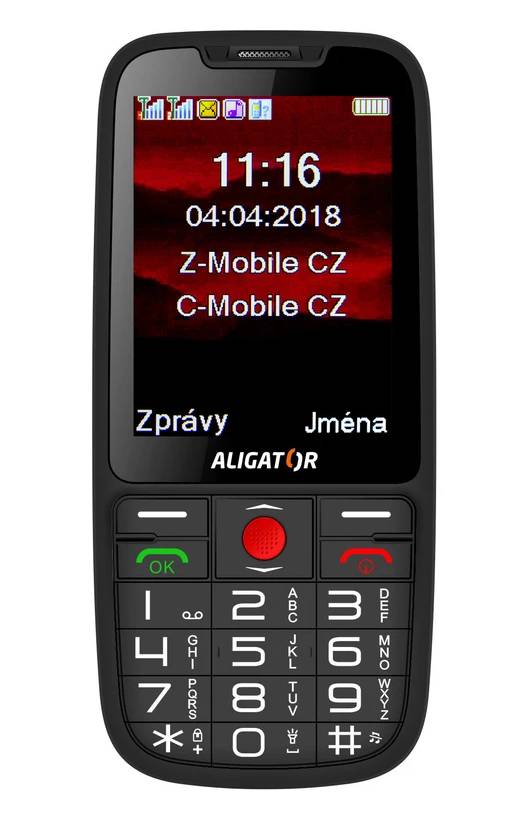 Mobilní telefon Aligator A890 Senior (A890BK) / 1,3 Mpx / 1600 mAh / DUAL SIM / TFT displej / 320 × 240 px / 2,8" (7,1 cm) / černá / ROZBALENO