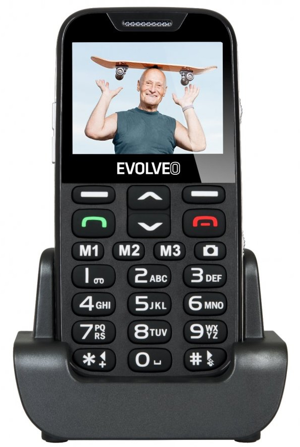 Mobilní telefon Evolveo EasyPhone XD pro seniory EP-600-XDB + USB stojánek / 2,3" (5,8 cm) / TFT displej / 320 × 240 px / 1000 mAh / černá / ZÁNOVNÍ